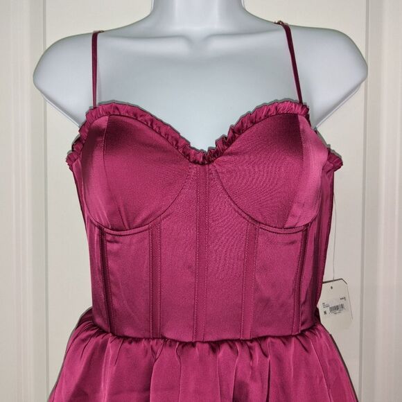 Alter'd State Stellini Berry Satin Corset Boned Tiered Maxi Dress NWT Size Small - Picture 5 of 9